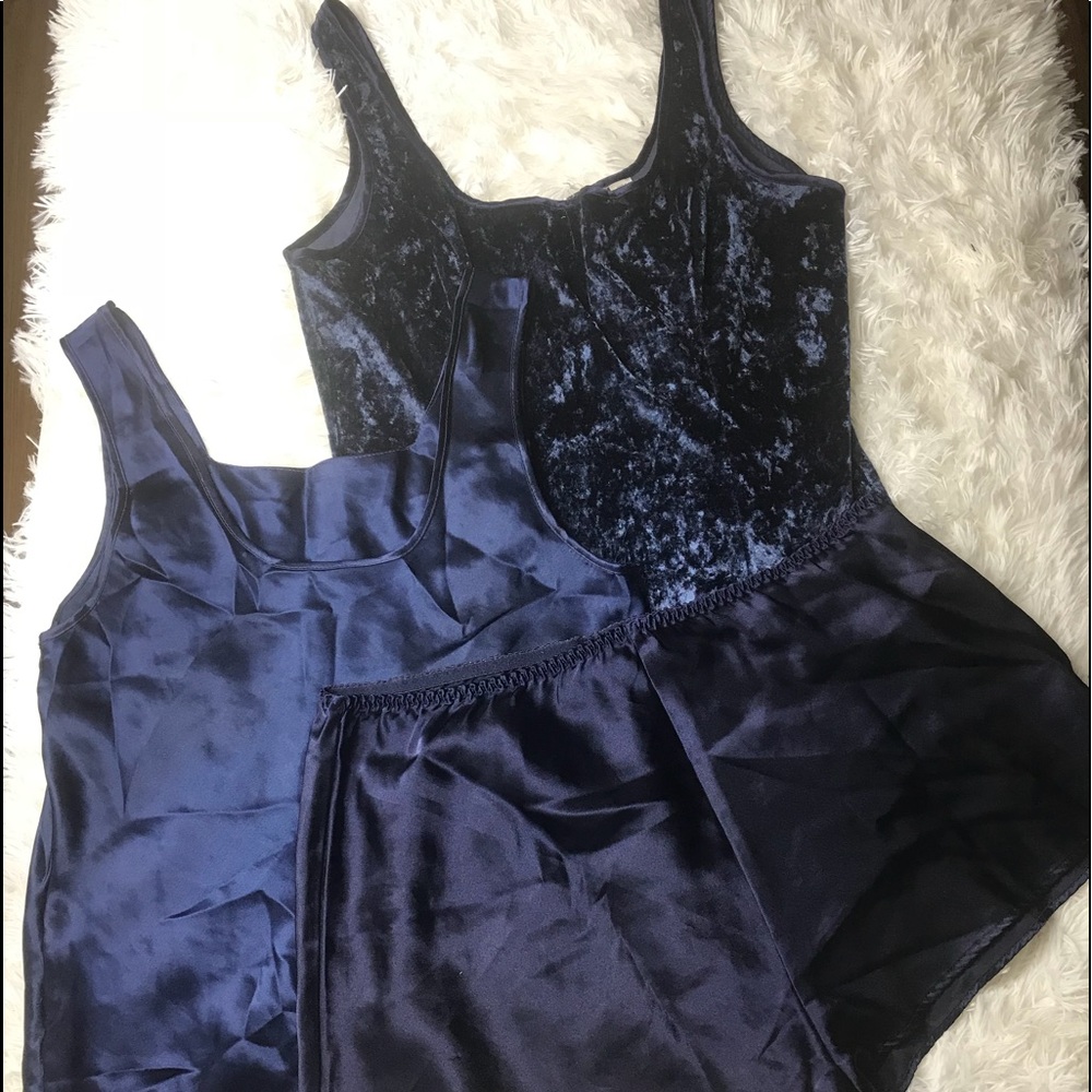 Victoria Secret Vintage Cami 3pc Blue Short Set